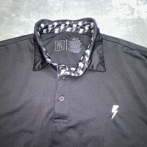 Section 119 David Bowie Lightning Bolt Polo Shirt Mens XL Black Performance